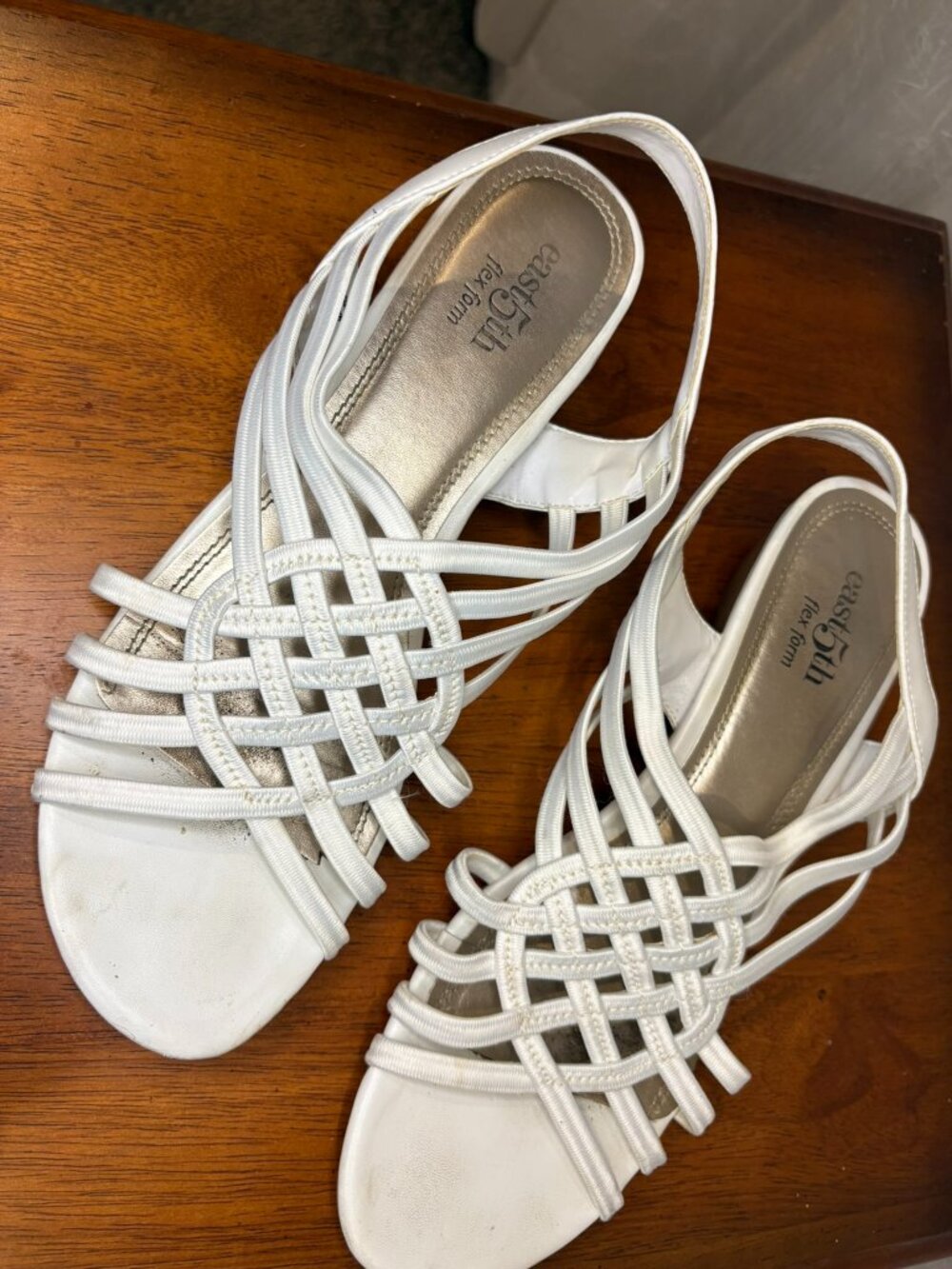 East 5th Women's Reno Strappy 1.5" Wedge Sling-back Sandals, White size 8